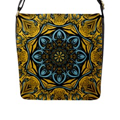 Blue Floral Fractal Flap Messenger Bag (l) 