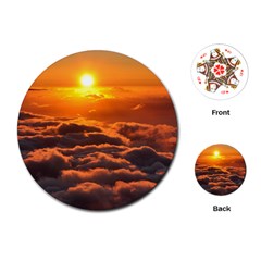 Sunset Over Clouds Playing Cards (round)  by trendistuff