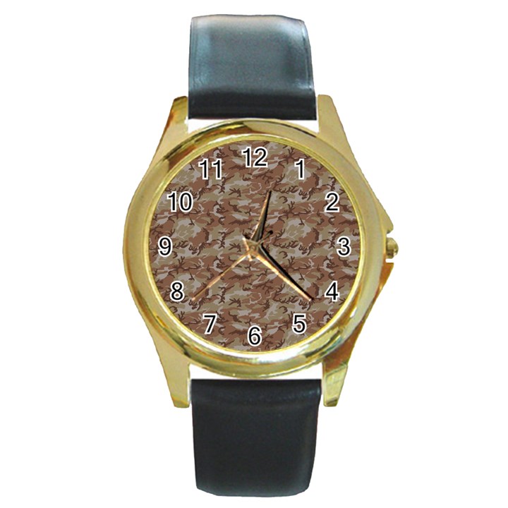 CAMO DESERT Round Gold Metal Watches