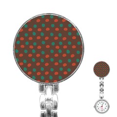 Distorted Polka Dots Pattern Stainless Steel Nurses Watch by LalyLauraFLM