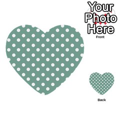 Mint Green Polka Dots Multi-purpose Cards (heart)  by GardenOfOphir