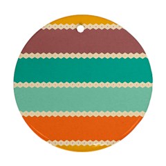 Rhombus And Retro Colors Stripes Pattern Ornament (round) by LalyLauraFLM