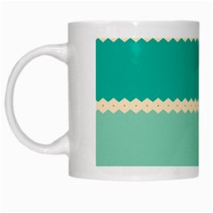 Rhombus And Retro Colors Stripes Pattern White Mug by LalyLauraFLM