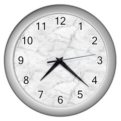 White Marble 2 Wall Clocks (silver)  by ArgosPhotography