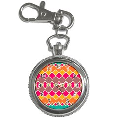 Symmetric Shapes In Retro Colors			key Chain Watch by LalyLauraFLM