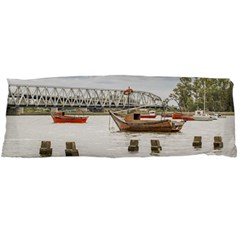 Boats At Santa Lucia River In Montevideo Uruguay Body Pillow Cases Dakimakura (two Sides)  by dflcprints