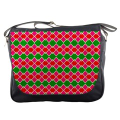 Red Pink Green Rhombus Pattern			messenger Bag by LalyLauraFLM