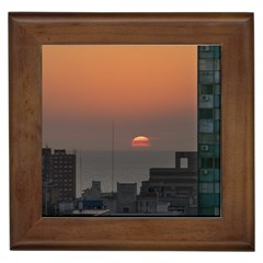 Aerial View Of Sunset At The River In Montevideo Uruguay Framed Tiles by dflcprints