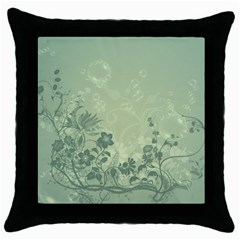 Wonderful Flowers In Soft Green Colors Throw Pillow Cases (black) by FantasyWorld7