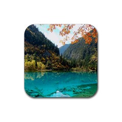 Jiuzhaigou Valley 3 Rubber Coaster (square)  by trendistuff