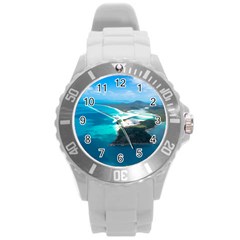 Whitehaven Beach 2 Round Plastic Sport Watch (l) by trendistuff