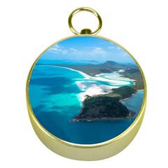 Whitehaven Beach 2 Gold Compasses by trendistuff