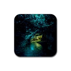 Waitomo Glowworm Rubber Square Coaster (4 Pack)  by trendistuff