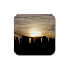 Sunset Stonehenge Rubber Square Coaster (4 Pack)  by trendistuff