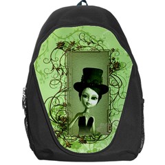Cute Girl With Steampunk Hat And Floral Elements Backpack Bag by FantasyWorld7