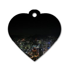 Seoul Night Lights Dog Tag Heart (one Side) by trendistuff