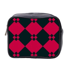 Black Pink Shapes Pattern Mini Toiletries Bag (two Sides) by LalyLauraFLM
