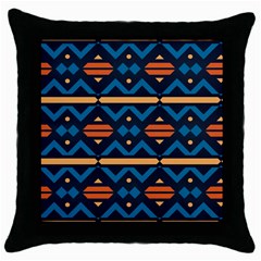 Rhombus  Circles And Waves Pattern			throw Pillow Case (black) by LalyLauraFLM