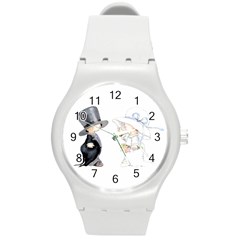 Little Bride And Groom Round Plastic Sport Watch (m) by Weddings