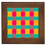 Distorted shapes in retro colors pattern 			Framed Tile