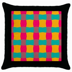 Distorted Shapes In Retro Colors Pattern 			throw Pillow Case (black) by LalyLauraFLM