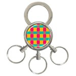 Distorted shapes in retro colors pattern 			3-Ring Key Chain