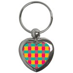 Distorted shapes in retro colors pattern 			Key Chain (Heart)