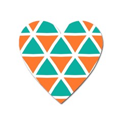 Orange Green Triangles Pattern 			magnet (heart) by LalyLauraFLM