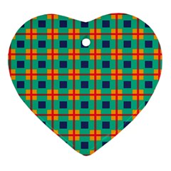 Squares In Retro Colors Pattern 			ornament (heart) by LalyLauraFLM