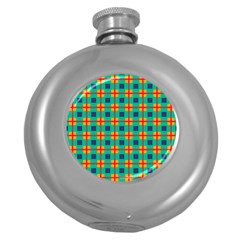 Squares In Retro Colors Pattern 			hip Flask (5 Oz)