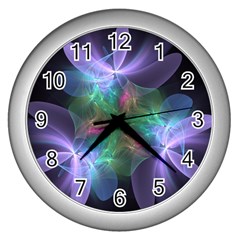 Ethereal Flowers Wall Clocks (silver)  by Delasel