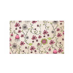 Pink Whimsical Flowers On Beige Satin Wrap by Zandiepants