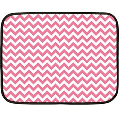 Pink And White Zigzag Fleece Blanket (mini) by Zandiepants