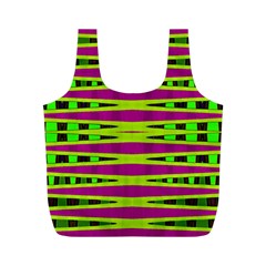 Bright Green Pink Geometric Full Print Recycle Bags (m)  by BrightVibesDesign