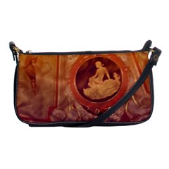 Vintage Ladies Artwork Orange Shoulder Clutch Bags by BrightVibesDesign