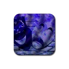 Blue Comedy Drama Theater Masks Rubber Square Coaster (4 Pack)  by BrightVibesDesign