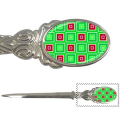 Green Red Squares Pattern    			letter Opener by LalyLauraFLM