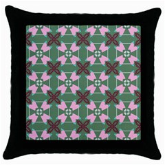 Pink Brown Flowers Pattern     			throw Pillow Case (black) by LalyLauraFLM