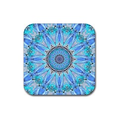 Sapphire Ice Flame, Light Bright Crystal Wheel Rubber Coaster (square)  by DianeClancy