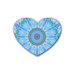 Sapphire Ice Flame, Light Bright Crystal Wheel Rubber Coaster (heart)  by DianeClancy