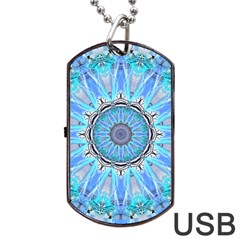 Sapphire Ice Flame, Light Bright Crystal Wheel Dog Tag Usb Flash (two Sides)  by DianeClancy