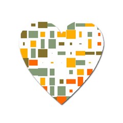 Rectangles And Squares In Retro Colors  			magnet (heart) by LalyLauraFLM