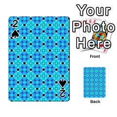 Vibrant Modern Abstract Lattice Aqua Blue Quilt Playing Cards 54 Designs  by DianeClancy