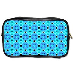 Vibrant Modern Abstract Lattice Aqua Blue Quilt Toiletries Bags 2-side by DianeClancy