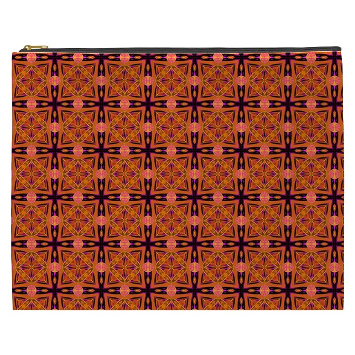 Peach Purple Abstract Moroccan Lattice Quilt Cosmetic Bag (XXXL) 