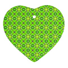 Vibrant Abstract Tropical Lime Foliage Lattice Heart Ornament (2 Sides) by DianeClancy