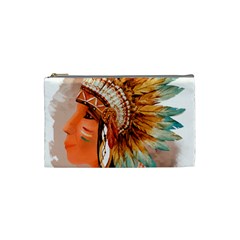 Native American Young Indian Shief Cosmetic Bag (small)  by TastefulDesigns
