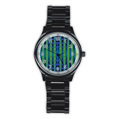 Blue Green Geometric Stainless Steel Round Watch