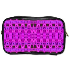 Bright Pink Black Geometric Pattern Toiletries Bags 2-side