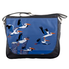 Abstract Pelicans Seascape Tropical Pop Art Messenger Bags by WaltCurleeArt